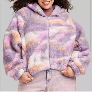 Wild Fable Women’s XS/S Faux Fur Shearling Sherpa Cropped Tie-Dye Jacket - NWT